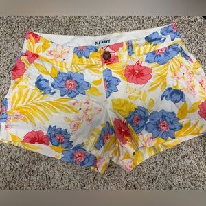 Old Navy Women's High Waist Floral Shorts - Yellow, Blue, Pink
